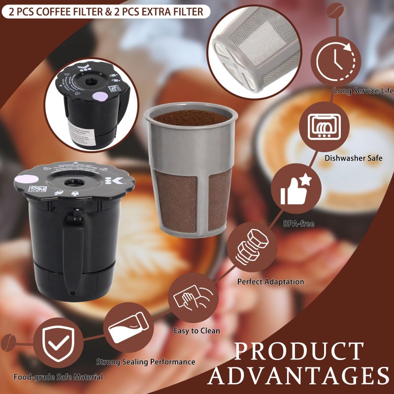 Podoy Reusable Coffee Filter Compatible with Keurigg ð‘²ð’†ð’–ð’“ð’Šð’ˆ My K Cup 2.0 K300 K250 K350 K375 K400 K450 Coffee Makers with Extra Filter Pod Cleaning Brush - Image 5